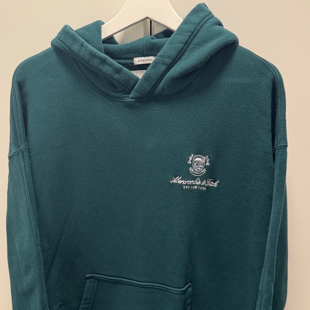 Abercrombie Men's Green Logo Hoodie